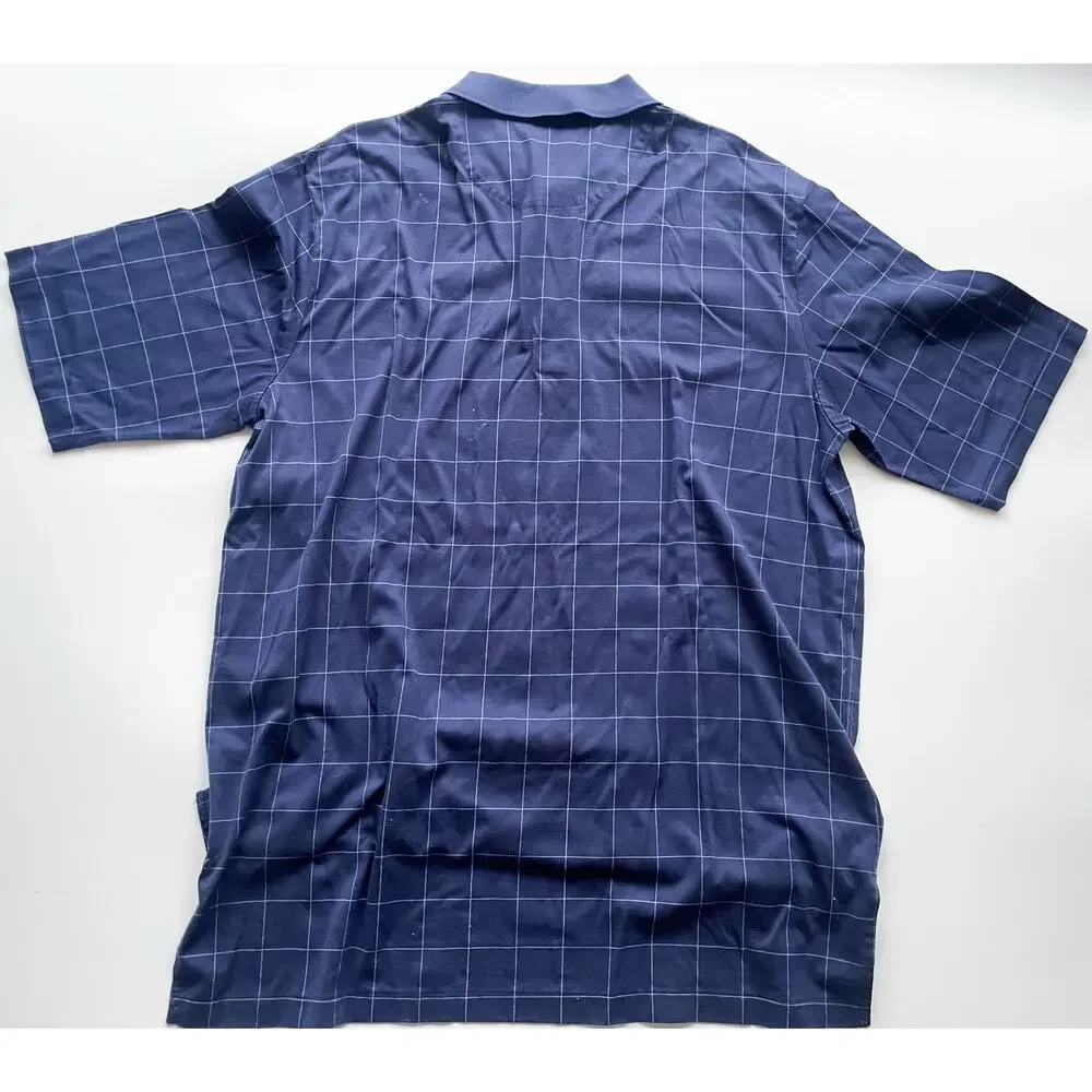 Men's Ralph Lauren Polo Golf Navy Window Pane Polo Shirt Size Large